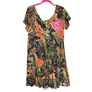 Jams World Grafic Print Vintage Fit and Flare Mini Dress Size L Artsy